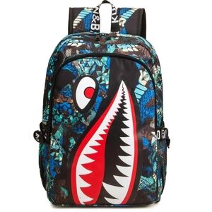 Vibrant Blue and Black Graphic Backpack